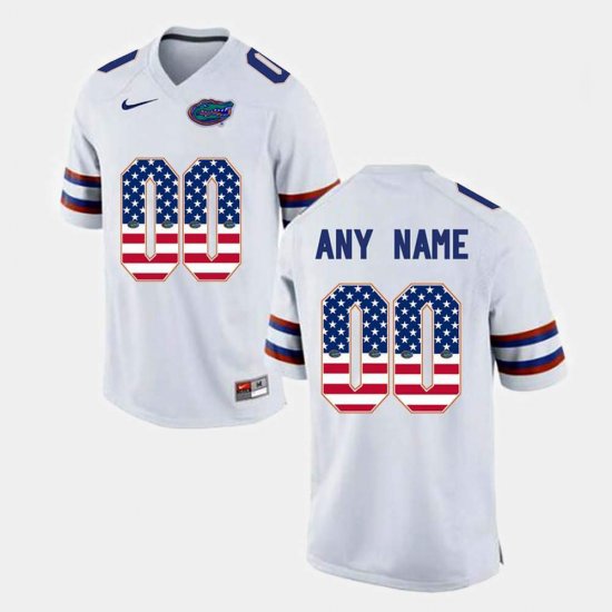 Men's Florida Gators #00 Customize NCAA Nike White US Flag Fashion Authentic Stitched College Football Jersey GQT8362DY